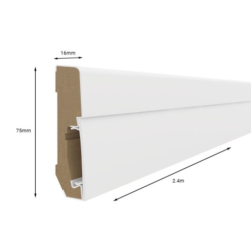 White E301 75mm x 2.4m Vox Skirting Board