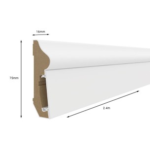 White E501 75mm x 2.4m Vox Skirting Board 2