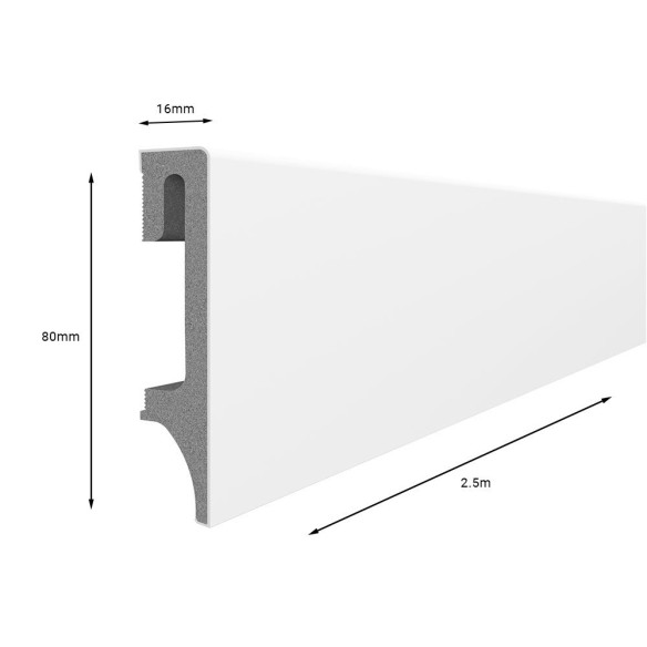 White ESP201 80mm x 2.4m Vox Skirting Board White ESP201 80mm x 2.4m Vox Skirting Board