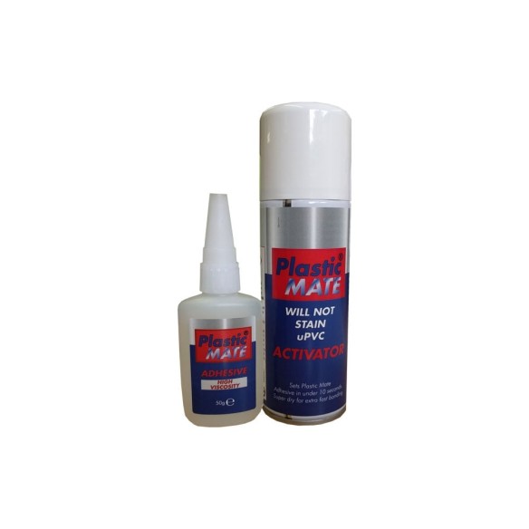 Plastic Mate Kit Fast Bonding Glue (50ml adhesive & 200ml activator)