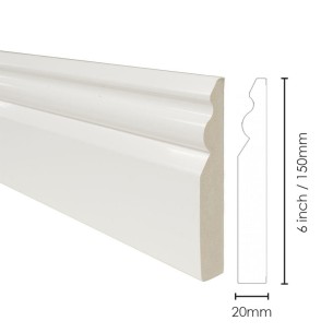 White Plastic 6 inch Gloss Skirting Board (2.5m lengths)