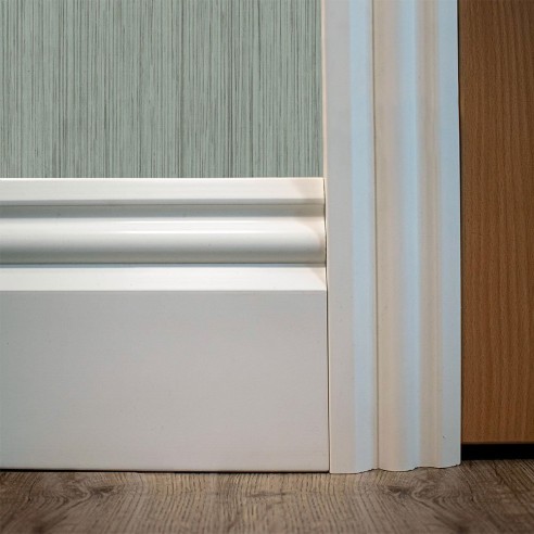 White Plastic 6 inch Gloss Skirting Board (5m lengths)
