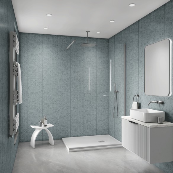 Decorwall Elegance Damask Gilted Blue Wall Panel 2.7m | CladdingKing