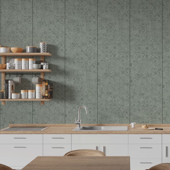 Decorwall Elegance Damask Gilted Green Wall Panel 2.7m PVC