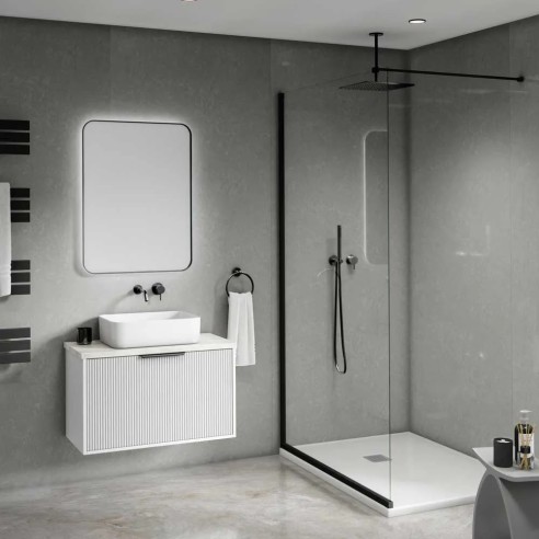 Decorwall Maxi Panel Matt Pewter Stone Shower Panel 2.4m x 90cm | CladdingKing