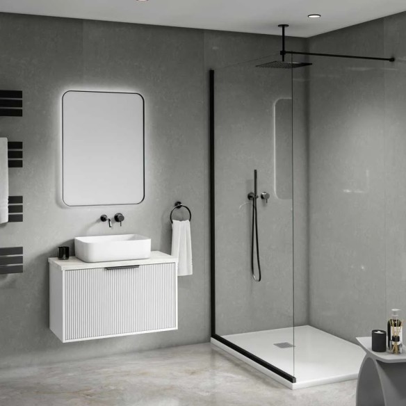 Decorwall Maxi Panel Matt Pewter Stone Shower Panel 2.4m x 90cm | CladdingKing