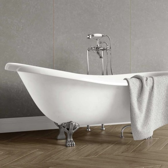 Decorwall Maxi Panel Matt Pewter Stone Shower Panel 2.4m x 90cm | CladdingKing