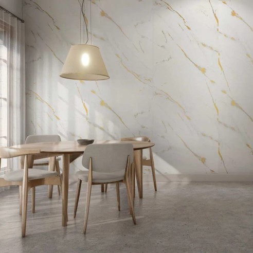 Decorwall Maxi Panel Gloss Bianco Gold Shower Panel 2.4m x 90cm | CladdingKing