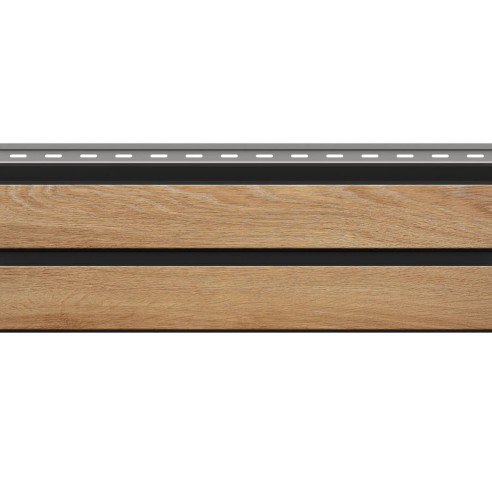 VOX Solvo SO-02 Double Panel Natural Oak V Black 3m PVC Cladding